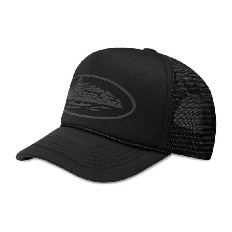 Schwarze Truckerkappe